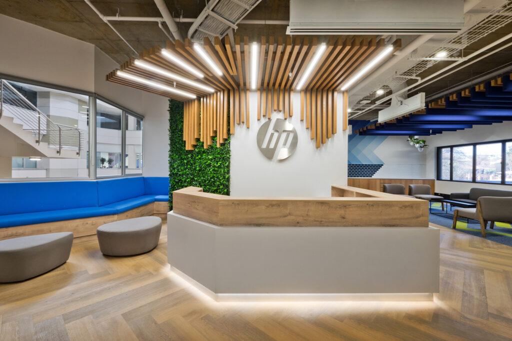 hp commercial office interior design reception area modern