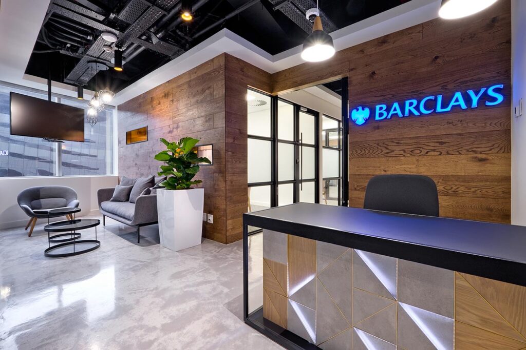 Barclays Bank commercial office interior reception area design