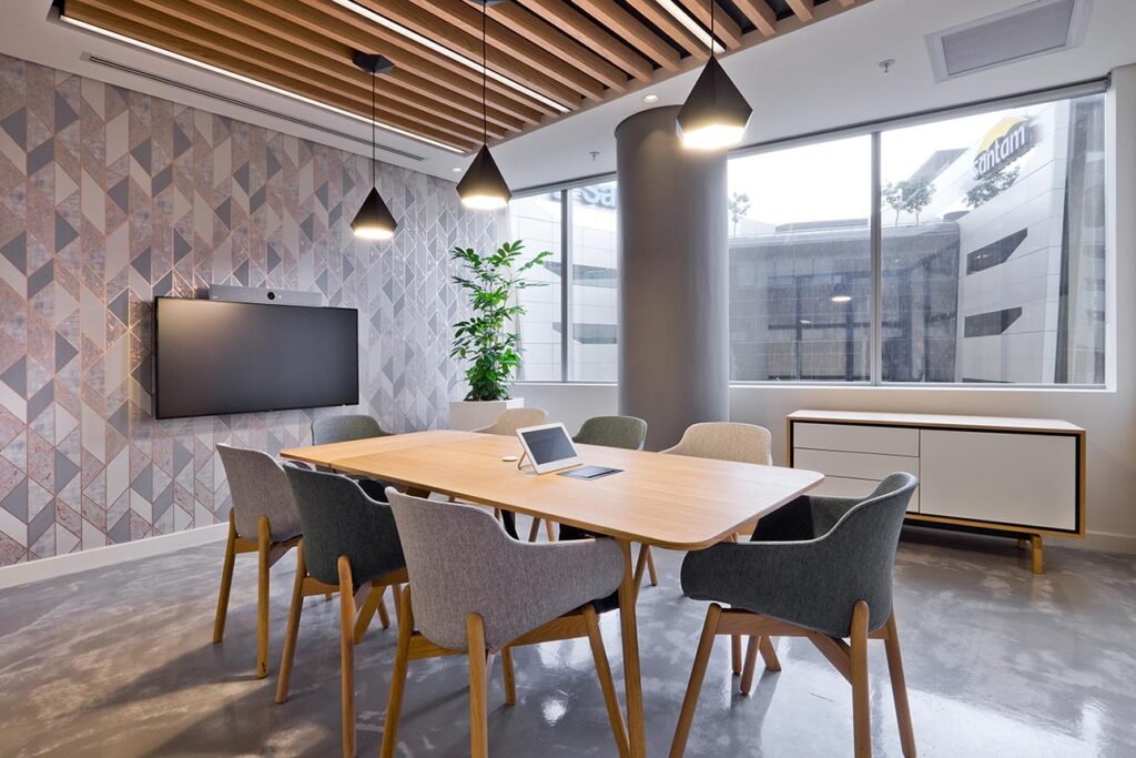 Barclays Bank offices boardroom office design with Video conferencing technology
