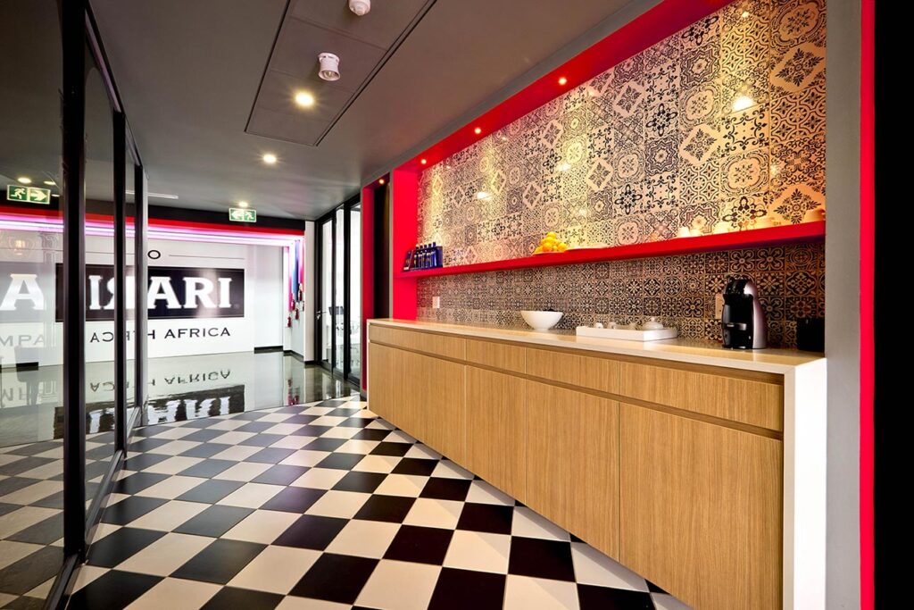 Campari Commercial Office branded canteen area interior design