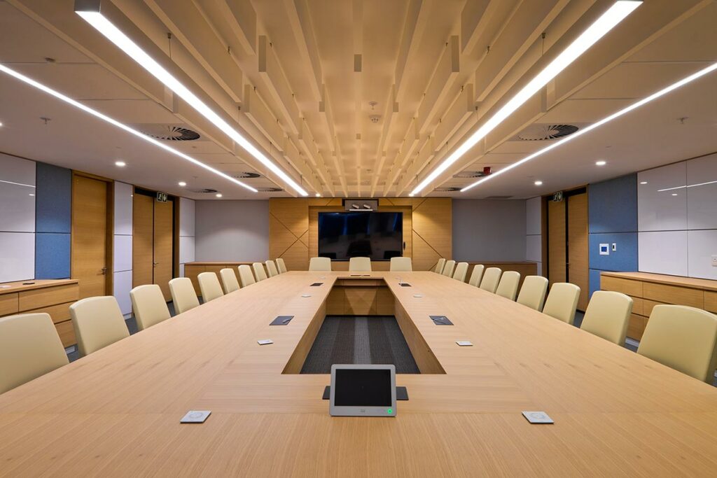 citibank global office interiors with large audiovisual board room