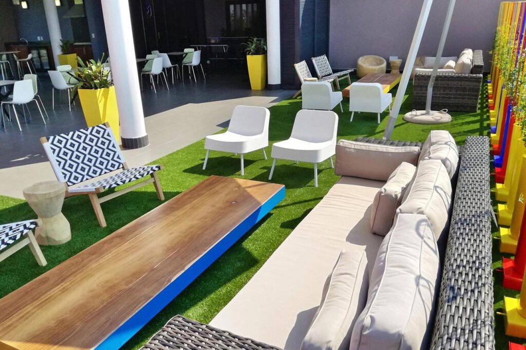 Facebook commercial Office Outside Seating Area creative and colourful