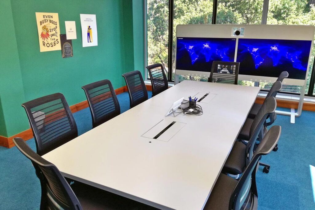 Facebook hi-tech boardroom technology with screens