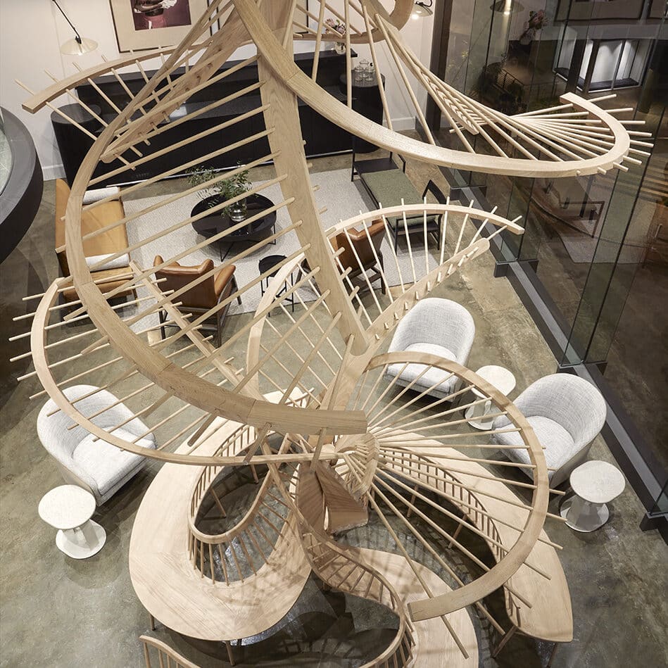 Boston Consulting Group international office modern wooden circular bench seating interior design and build