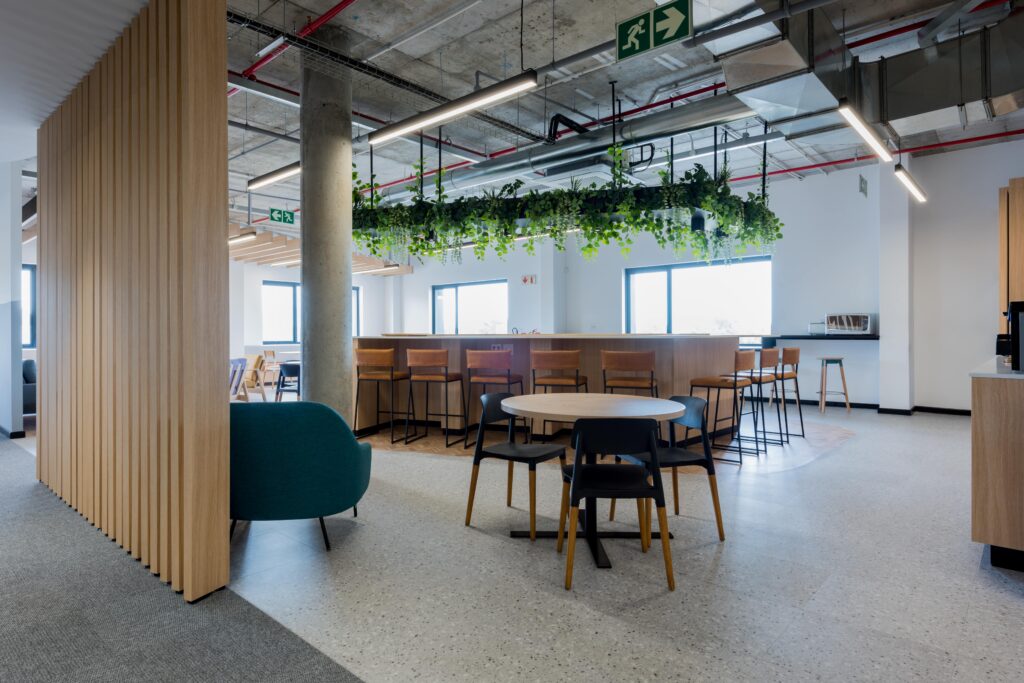 Office fit out canteen with biophilic design