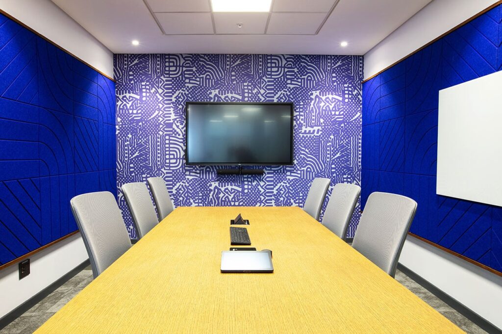 Dell commercial Interior Design Meeting Room Design and Build with online conferencing