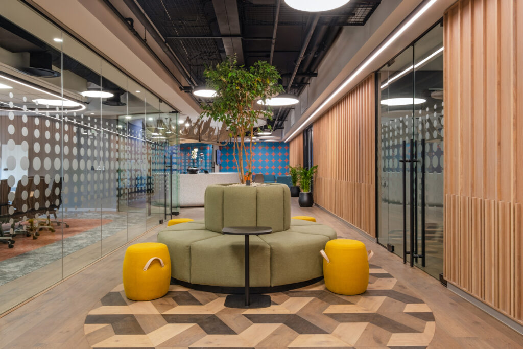 Wipro International Office Interior Design reception area seating