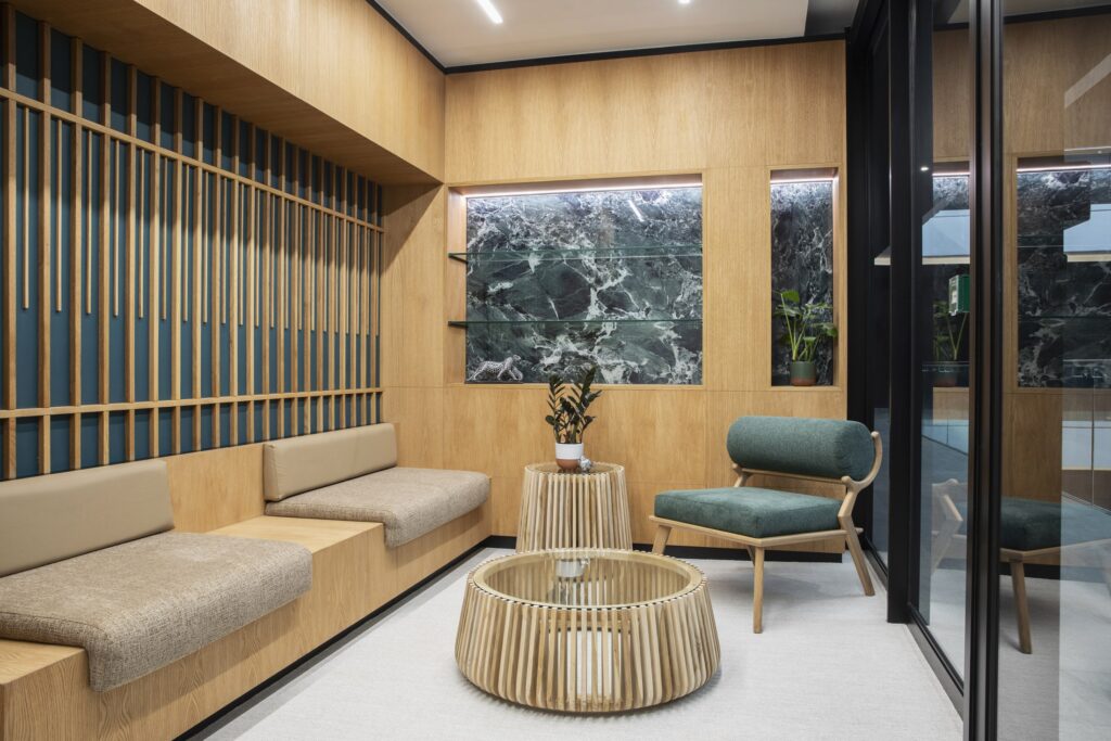 European Investment Bank commercial office reception area modern interiors and furniture design