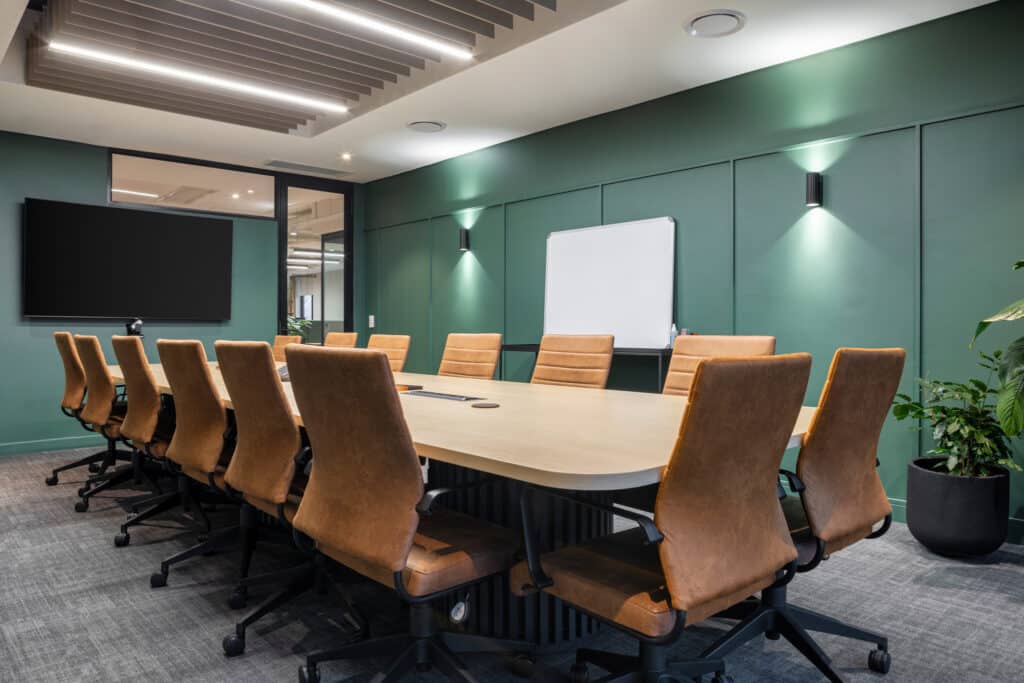 Office interior design by Trend Group — branded reception and workspace.