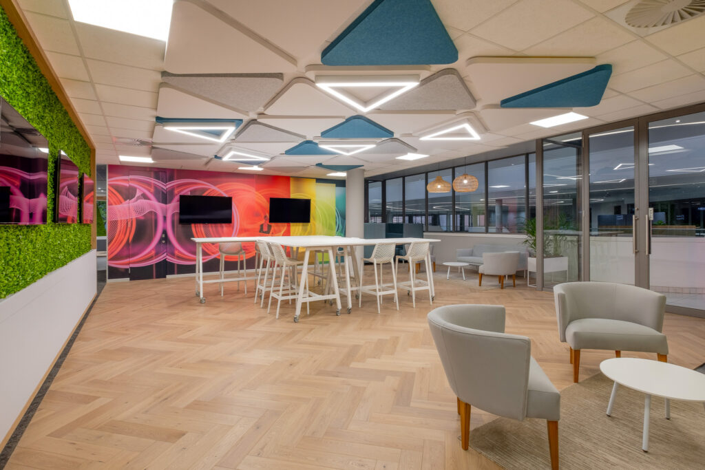 Nokia global hi-tech breakaway space interiors with tv screens