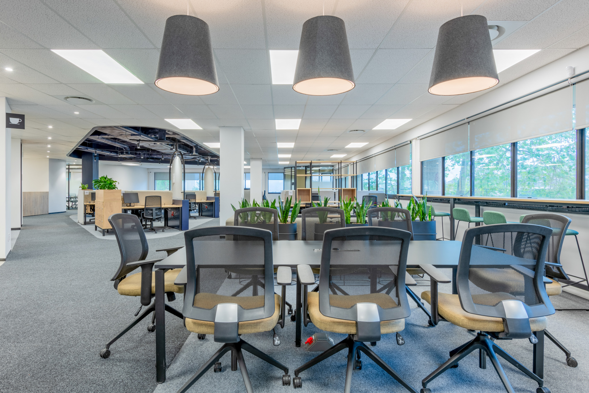 Office interior design by Trend Group — branded reception and workspace.