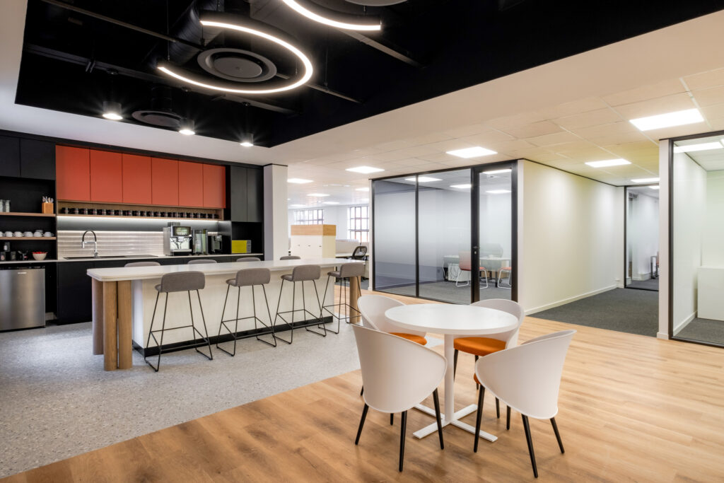 Canteen area with feature ceiling lighting for Automation Client