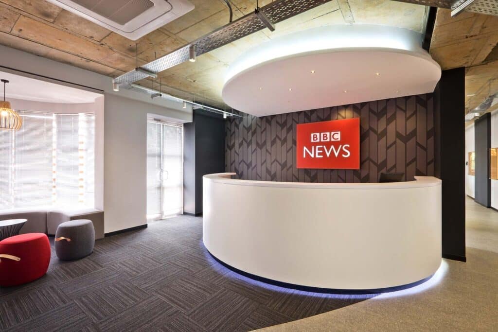BBC News commercial Interiors reception area design