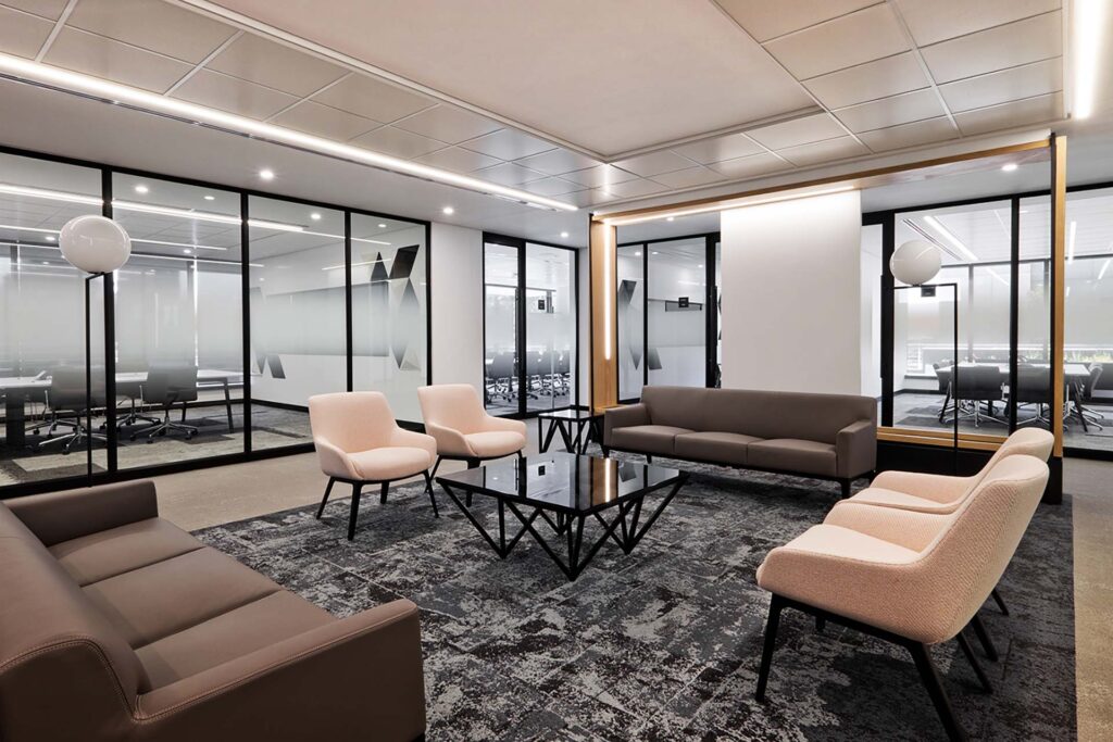 Oracle commercial office space with modern reception area and lighting
