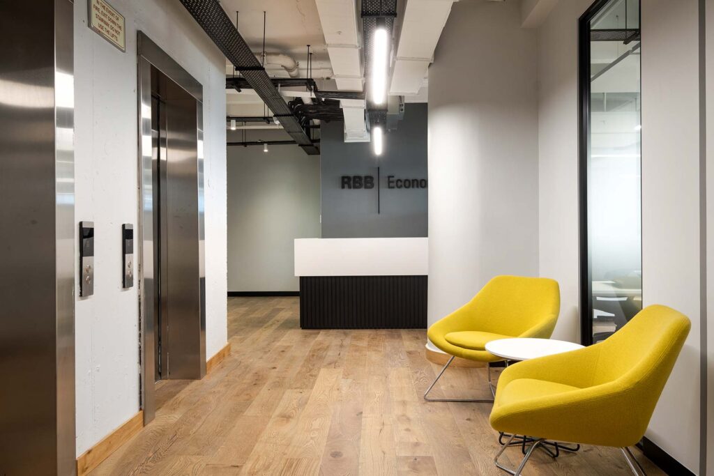 RBB Economics commercial office reception area interior design