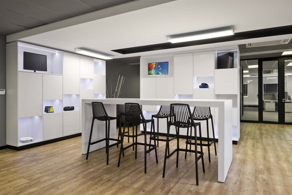 Acer hi-tech office barstool breakaway area interior design white