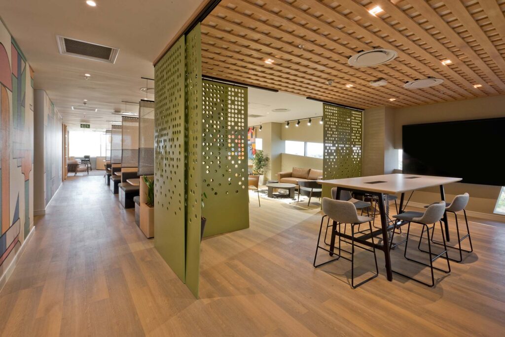 P&G office design and build flexible commercial workspace design with custom partitioning