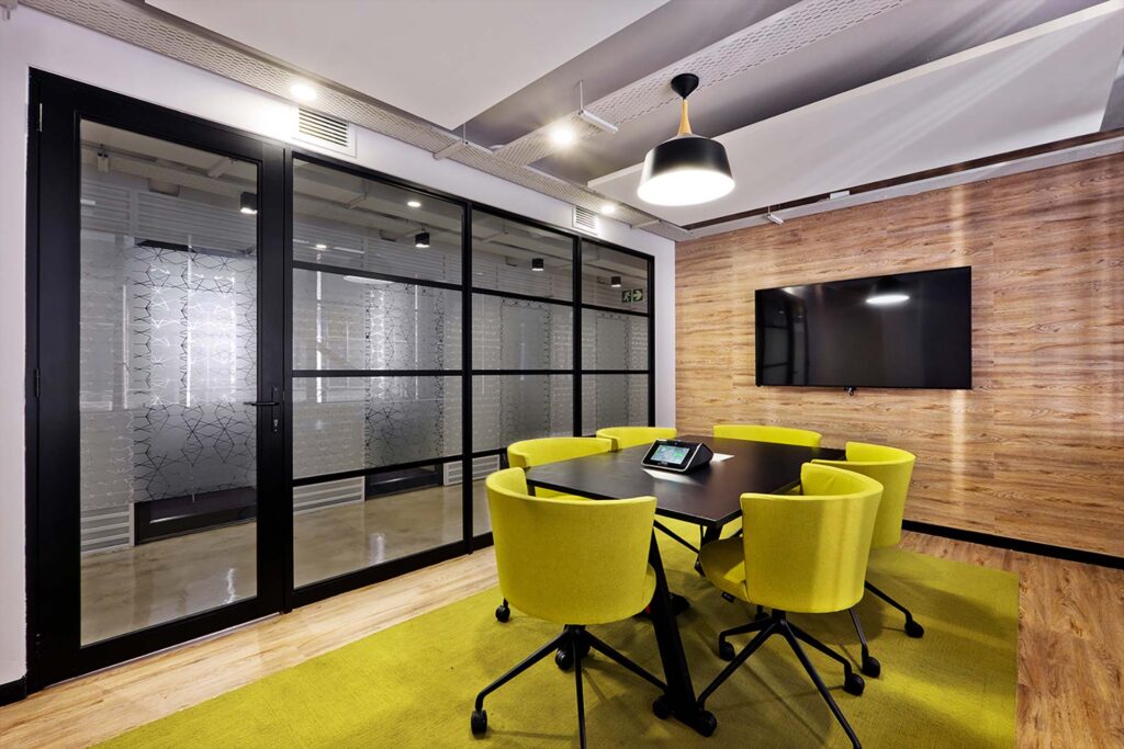 Uber commercial office interiors creative boardroom design with vc technology