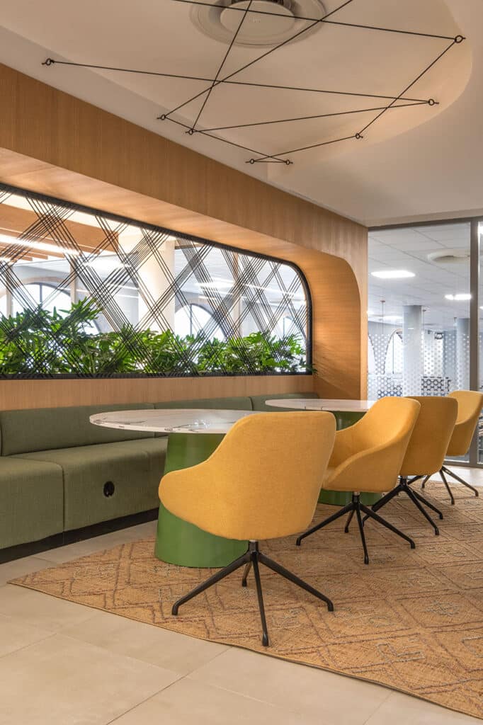 Sustainable global office design fitout with plants and eco friendly materials
