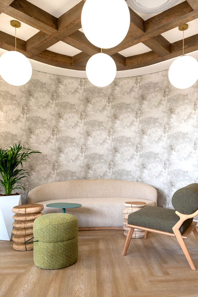 Commercial fit out project by Trend Group global with calm neutral colours for employee wellness