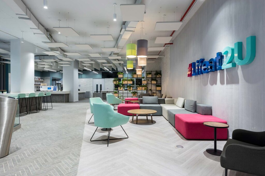 Professional office reception area fit-out designed for client experience and brand impact