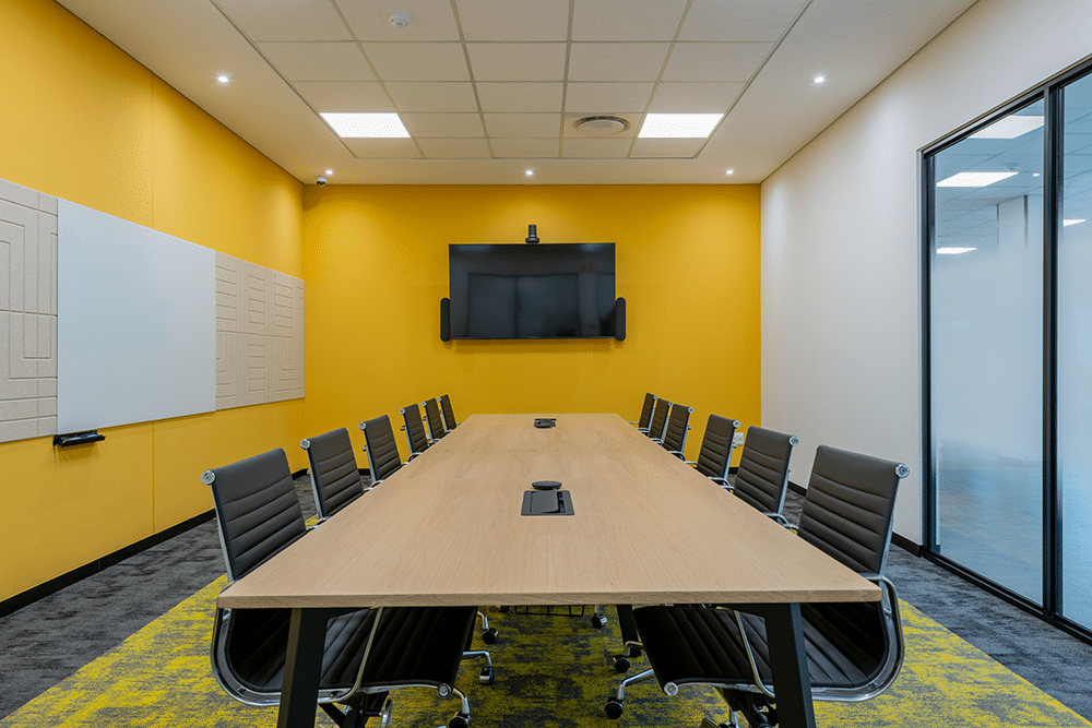 Boardroom with acoustic panels